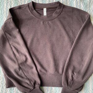 Lululemon Women’s Brown Softstream Perfectly Cropped Ribbed Crew - Size 2